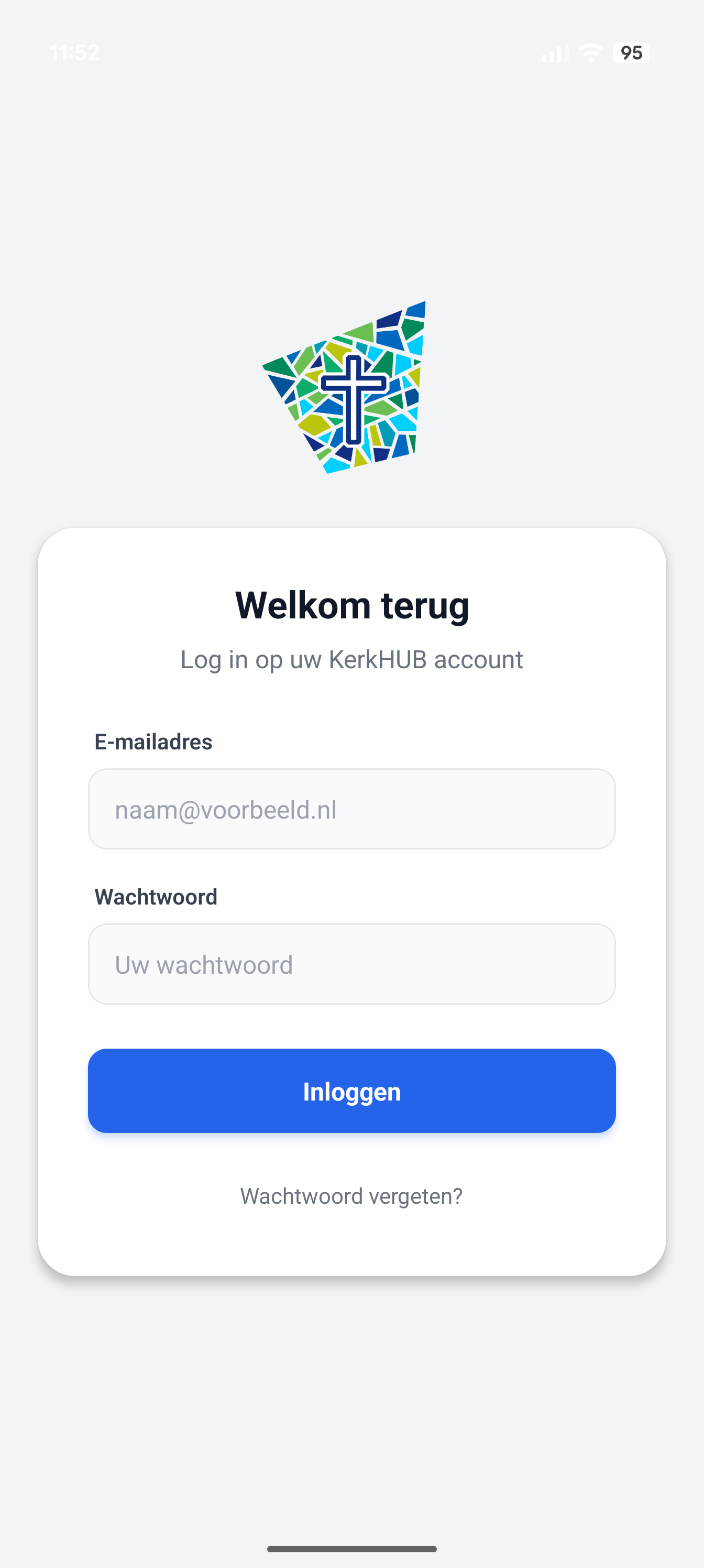 KerkHUB App Login Screenshot